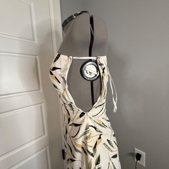 Truly Tropic Cream Leaf Print One-Shoulder Midi Dress, Lulus XS - Picture 14 of 16